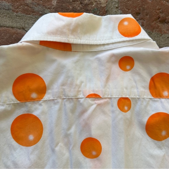 Seaplane XL Vibrant Orange Polka Dot Camp Button Down Men's Short Sleeve Shirt - Picture 2 of 11